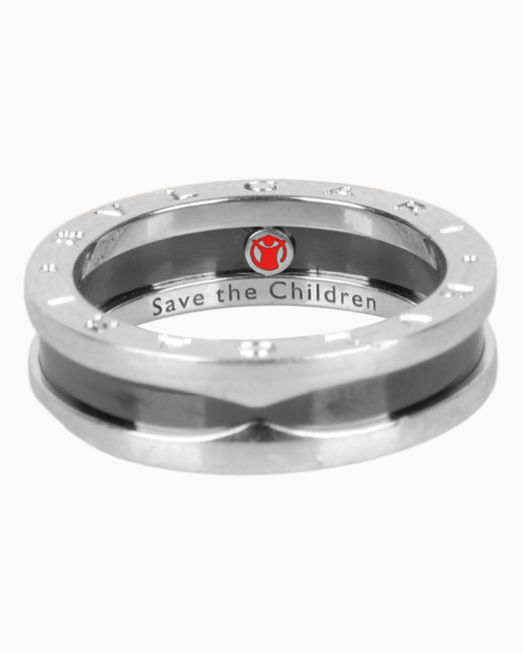 Anel Bvlgari Save the Children Original Cerâmica e Prata 925 Masculino