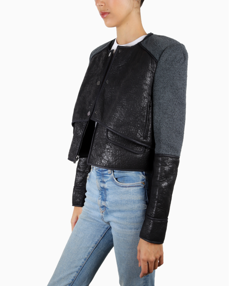 Blouson BCBG Maxazria Mixte Cuir Et Laine - Taille XXS En Excellent état Occasion