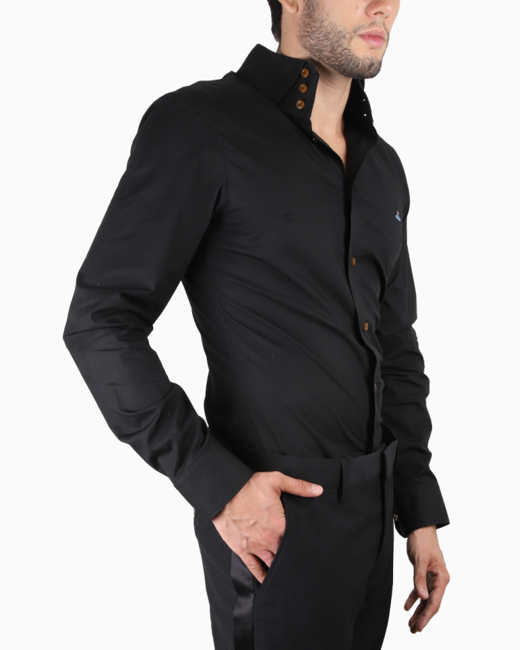 Vivienne Westwood ブラックシャツ 46 Camisa Vivienne Westwood Original Bordado Preta Masculina