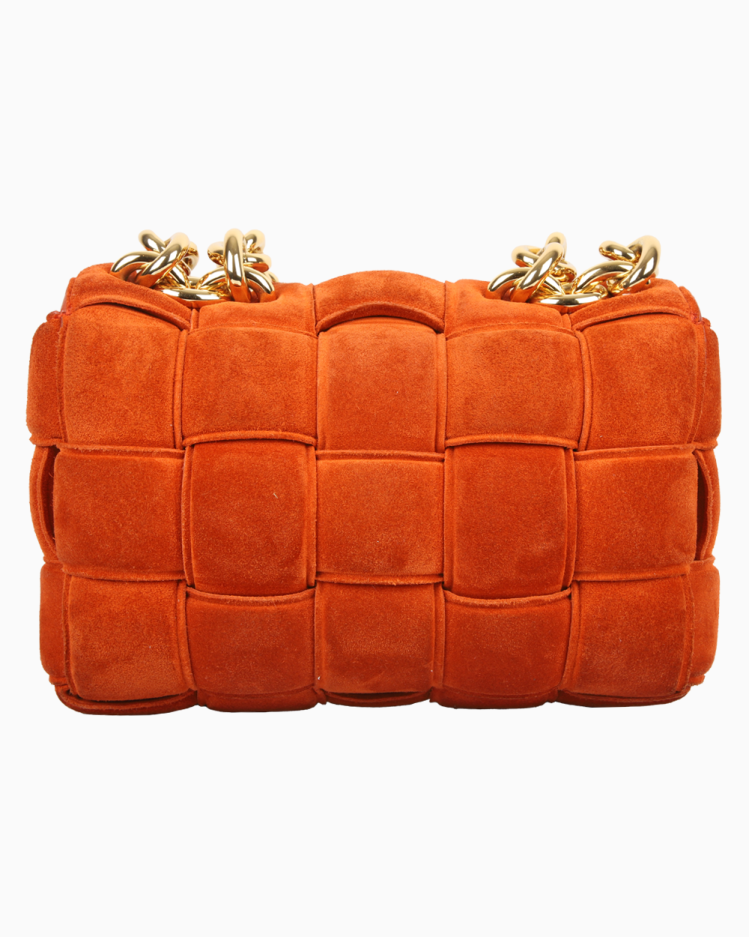 Bolsa Bottega Veneta Original Cassette Chain Camurça Laranja