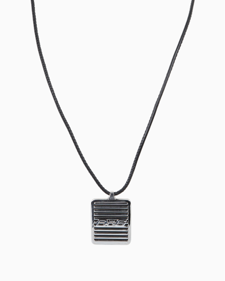 Colar Dolce & Gabbana Original Couro Placa Prateado Feminina