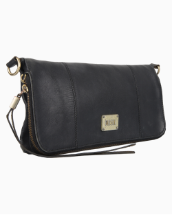 Bolsa Diesel Vintage Flap Couro Preta