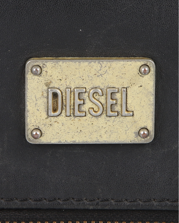 Bolsa Diesel Original Vintage Flap Couro Preta Feminina