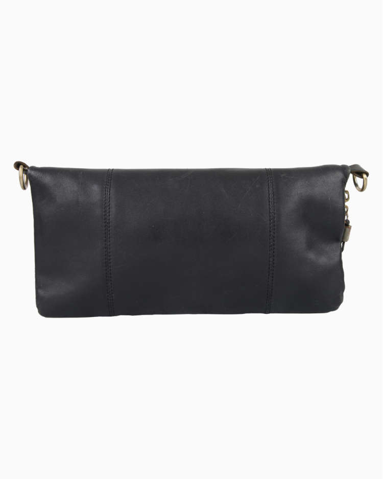 Bolsa Diesel Original Vintage Flap Couro Preta Feminina