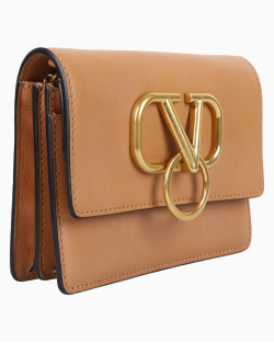 Bolsa Valentino V Logo Mini Chain Caramelo