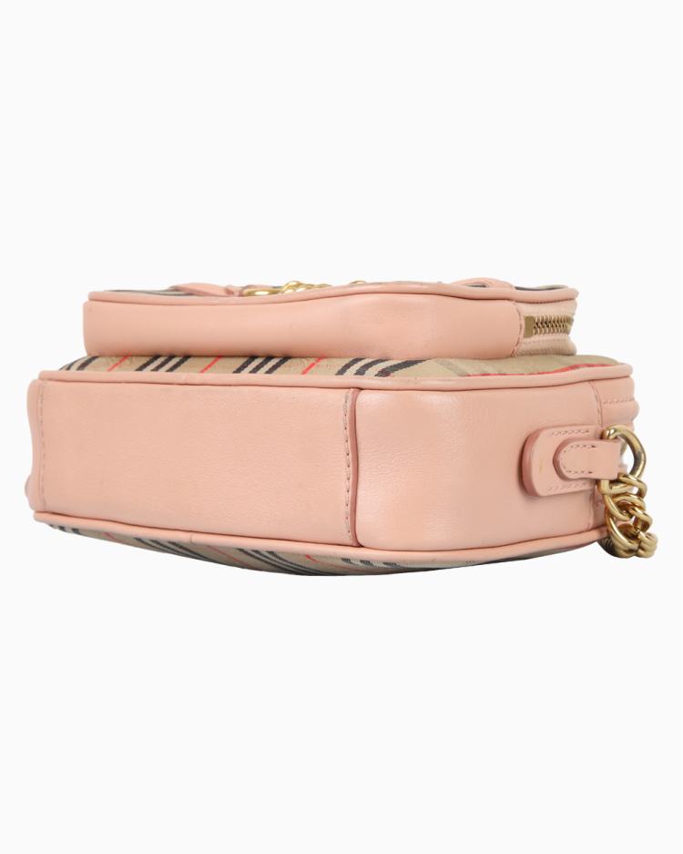 Bolsa Burberry Original 1983 Knight Check Link Camera Rosa Feminina