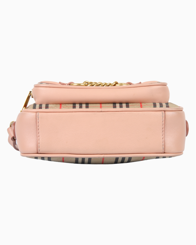 Bolsa Burberry Original 1983 Knight Check Link Camera Rosa Feminina