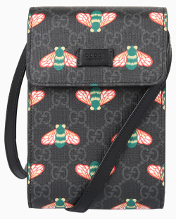 Bolsa Para Celular Gucci Bee Canvas GG Supreme Preta