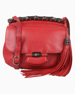 Bolsa Gucci Nouveau Fringe Small Couro Vermelha