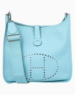 Bolsa Hermès Évelyne III 33 Clemence Azul Turquesa