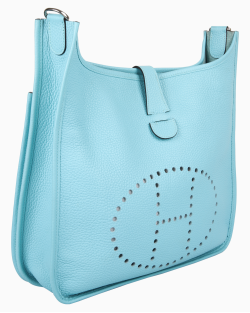 Bolsa Hermès Évelyne III 33 Clemence Azul Turquesa