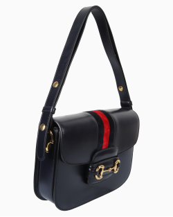Bolsa Gucci 1955 Horsebit Web Azul Marinho