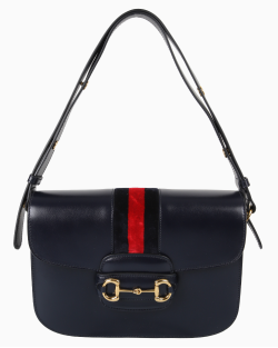 Bolsa Gucci 1955 Horsebit Web Azul Marinho