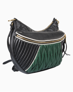 Bolsa Miu Miu Rider Nappa Matelassê Preta e Verde