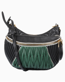 Bolsa Miu Miu Rider Nappa Matelassê Preta e Verde