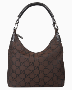 Bolsa Gucci Vintage GG Nylon Hobo Marrom