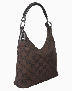 Bolsa Gucci Vintage GG Nylon Hobo Marrom
