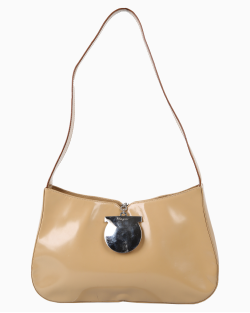 Bolsa Ferragamo Vintage Gancini Verniz Bege