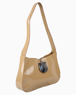 Bolsa Ferragamo Vintage Gancini Verniz Bege