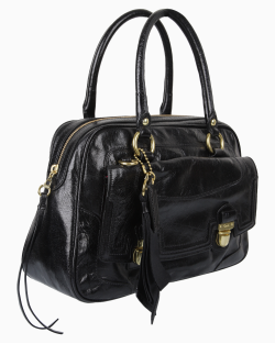 Bolsa Coach Patent Satchel Preta