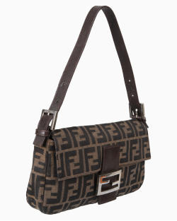 Bolsa Fendi Vintage Baguette Zucca Canvas Monograma