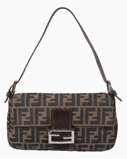 Bolsa Fendi Vintage Baguette Zucca Canvas Monograma