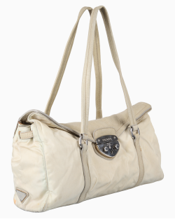 Bolsa Prada Sound Lock Tessuto Bege