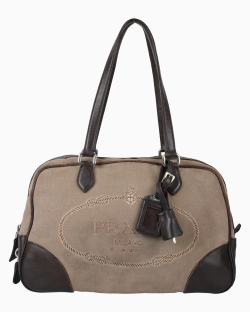 Bolsa Prada Vintage Bauletto Jacquard Marrom