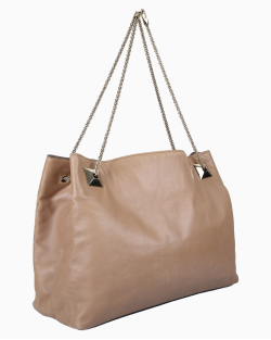 Bolsa Valentino Chain Tote Couro Bege