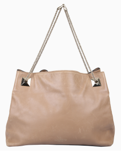 Bolsa Valentino Chain Tote Couro Bege