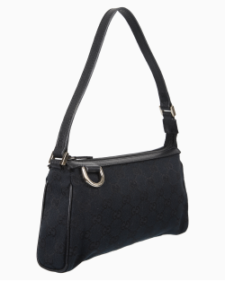Bolsa Gucci D-Ring Pochette GG Canvas Preta