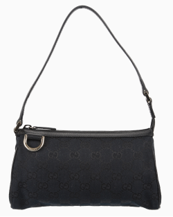 Bolsa Gucci D-Ring Pochette GG Canvas Preta