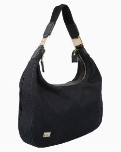 Bolsa Gucci Vintage Horsebit Canvas GG Preta