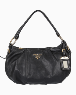 Bolsa Prada Vitello Daino Hobo Preta