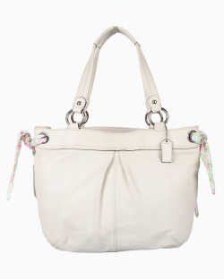 Bolsa Coach Tote Lenço Couro Off White