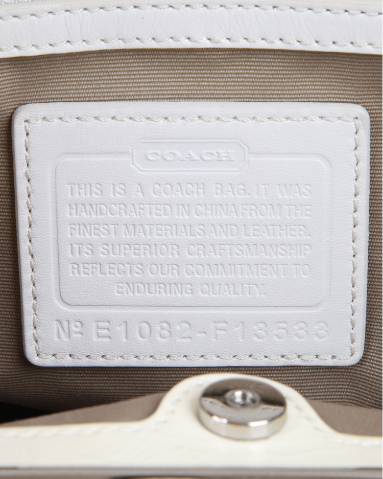 Bolsa Coach Original Vintage Kisslock Tote In Signature Off White