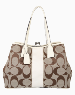 Bolsa Coach Vintage Kisslock Tote In Signature Off White