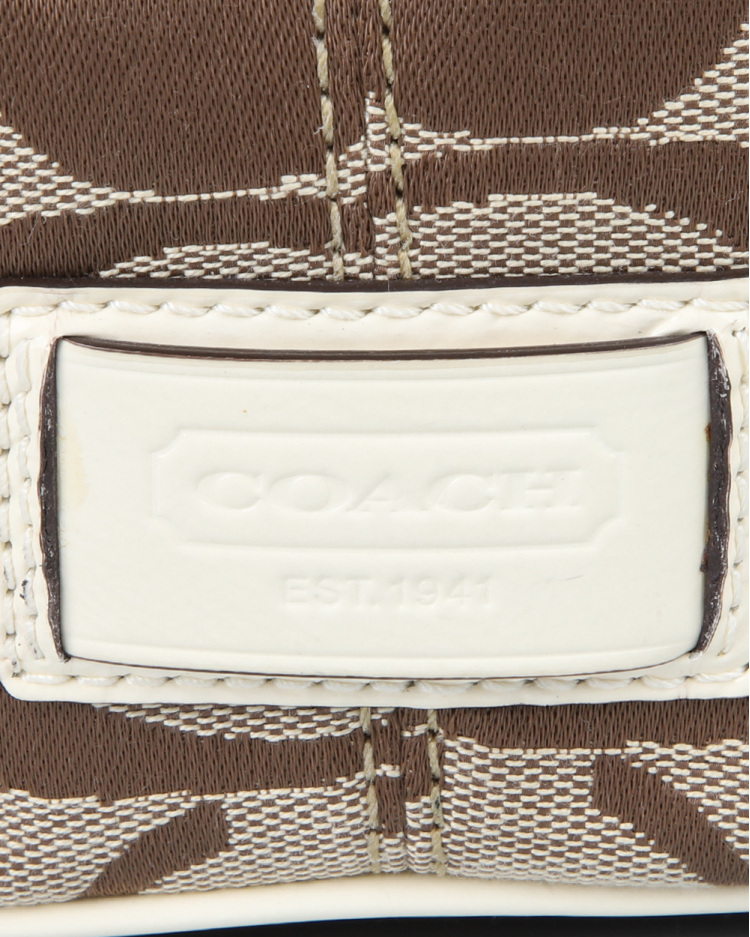 Bolsa Coach Original Vintage Kisslock Tote In Signature Off White