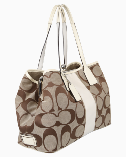 Bolsa Coach Vintage Kisslock Tote In Signature Off White