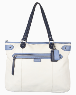 Bolsa Coach Tote Couro Bicolor