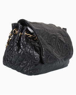 Bolsa Chanel Rock And Chain Flap Couro Envernizado Preta