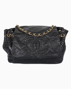 Bolsa Chanel Rock And Chain Flap Couro Envernizado Preta
