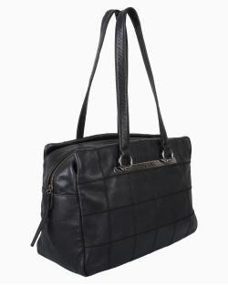 Bolsa Chanel Vintage Chocolat Bar Square Bowler Preta