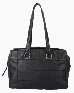Bolsa Chanel Vintage Chocolat Bar Square Bowler Preta