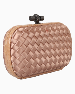 Clutch Bottega Veneta Knot Intrecciato Satin Rosé