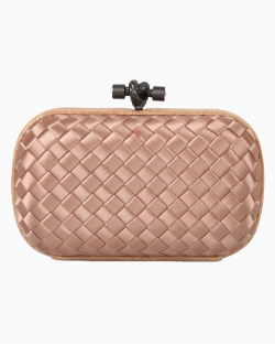 Clutch Bottega Veneta Knot Intrecciato Satin Rosé