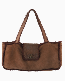 Bolsa Chanel Tote Vintage Suede Marrom