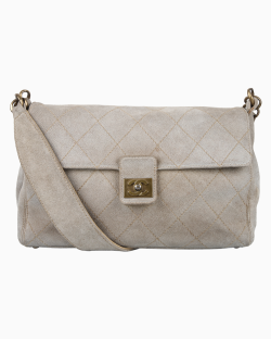 Bolsa Chanel Vintage Camurça Cinza 