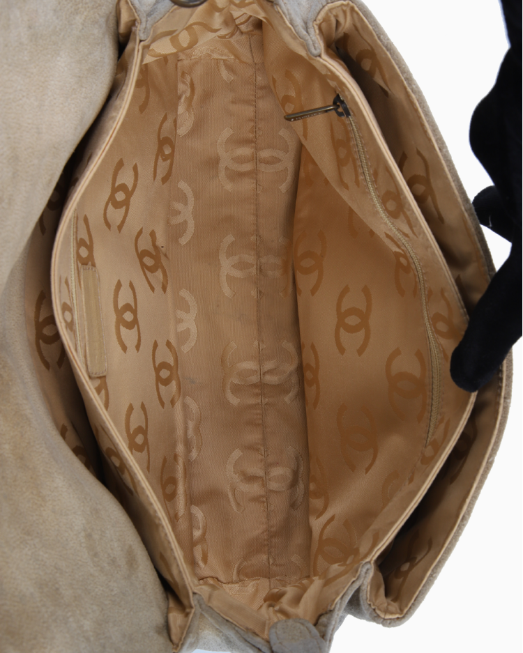 Bolsa Chanel Original Vintage Camurça Cinza Feminina