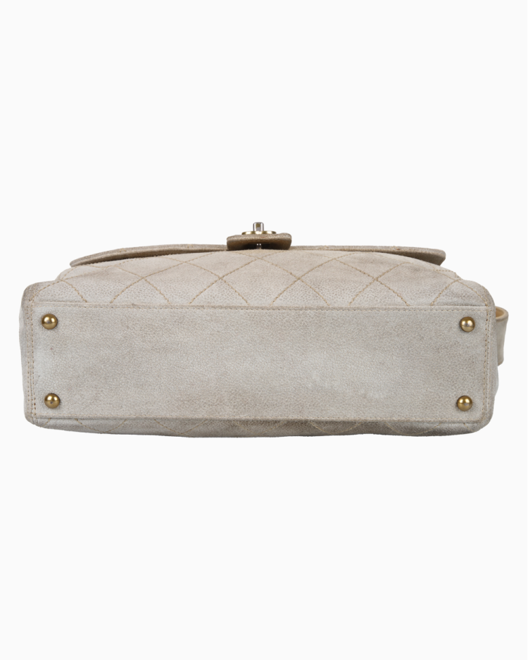 Bolsa Chanel Original Vintage Camurça Cinza Feminina